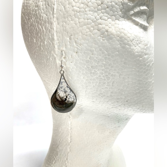 HANDMADE Teardrop Dangle Resin Art Hypoallergenic French Hook Earrings - Picture 2 of 10